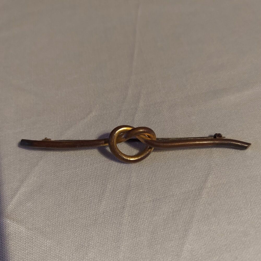 VTG 1930 Love Knot Bronze Color Pin Art Deco 3 1/2"